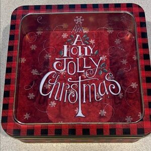 Festive Red Christmas Tin